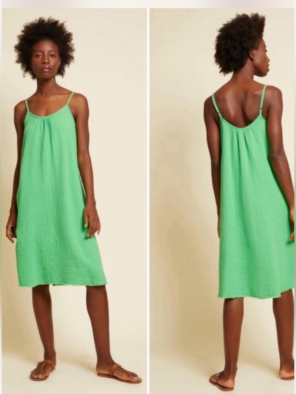 Nation LTD Green Cotton Gauze Midi Dress Size M